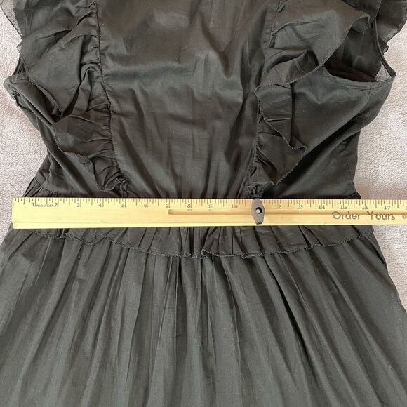 J. Crew Ruffle Sleeve Voile Dress Women's S Black 100% Cotton V-Neck A-Line - Picture 11 of 16